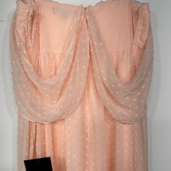 NWT Lulus go my heart true blush swiss dot off shoulder maxi dress size M - Picture 9 of 15